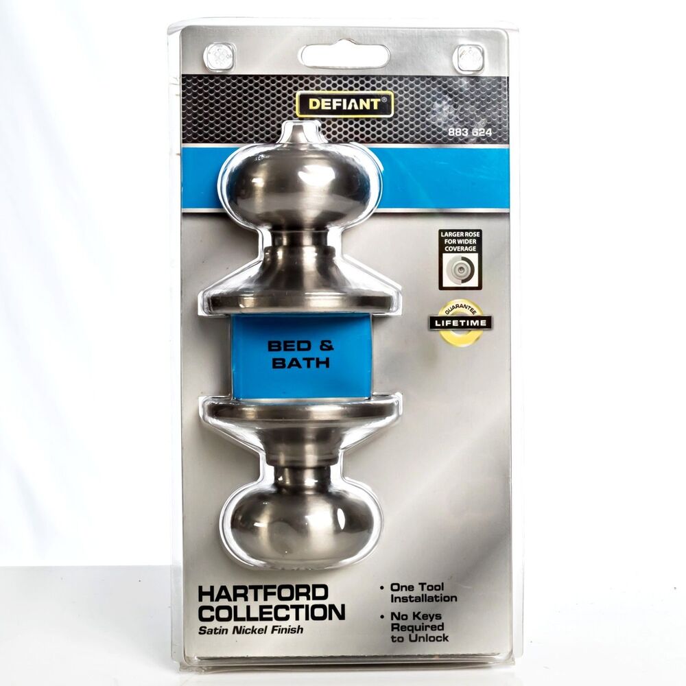Defiant Hartford Bed & Bath Door Knob No Keys in Satin Nickel Finish - 883 624